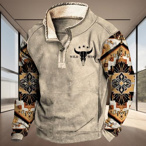 Western Hoodie for Men Aztec Cowboy Sweatshirt Long Sleeve Casual Shirts Comfy Vintage Fall Winter Tops2