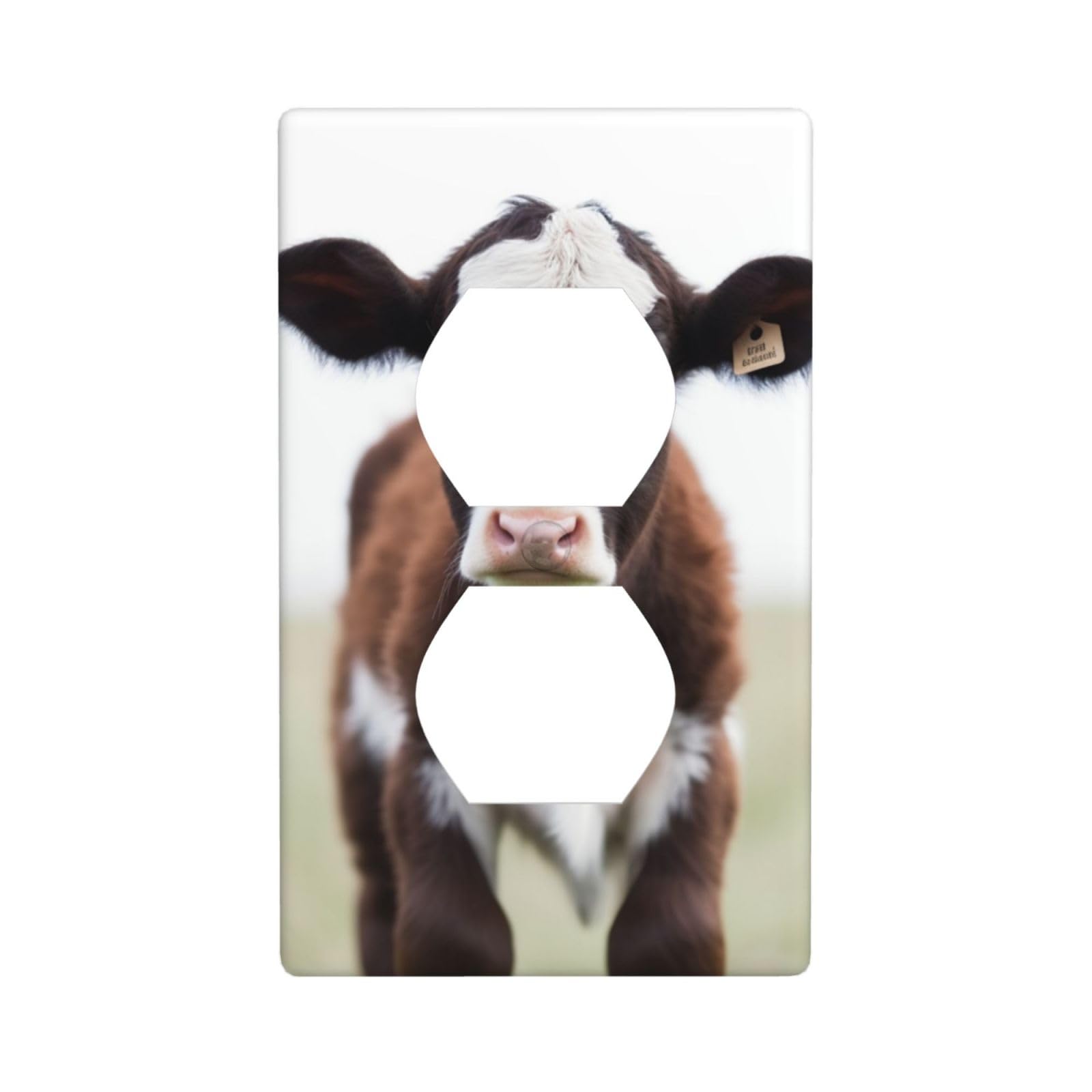 Cow Wall Plate, Duplex Outlet Cover 1-Gang Decorative Light Switch Covers, Unbreakable Polycarbonate Faceplates Electrical Receptacle Plug Covers, Screws Included