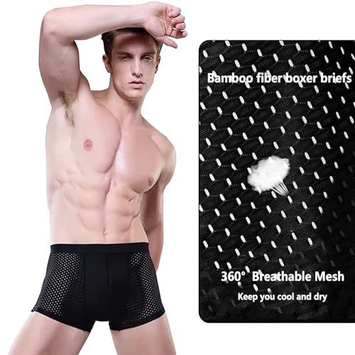 Fiber Boxer Briefs Comfort Soft Breathable Cool Ice Silk Mens Underwear with 3D Pouch3