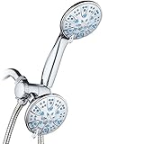 Antimicrobial/Anti-Clog High-Pressure 30-setting Dual Head Combination Shower by AquaDance with Microban Nozzle Protection From Growth of Mold, Mildew & Bacteria for a Healthier Shower – Aqua Blue