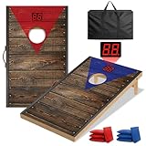 【Jeu de lancer de haute qualité】 Une fois assemblé, ce jeu de cornhole mesure 90 cm x 55 cm (diamètre du trou : 15 cm). Le cadre est en bois massif. Son design simple et élégant s'inscrit dans un style classique.