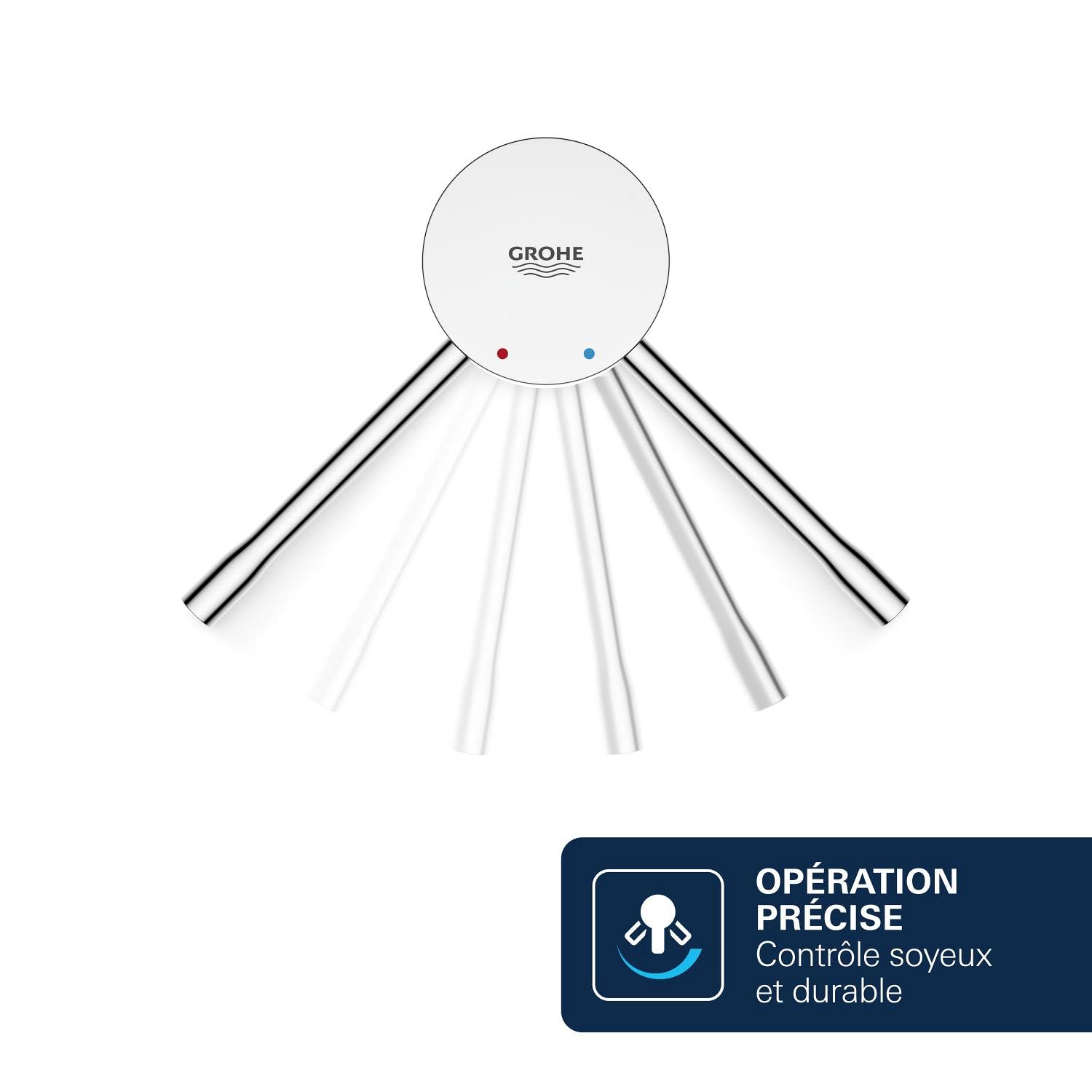 GROHE Essence Mitigeur Bain/Douche à levier unique avec Kit de Douche avec Mitigeur de Douche, tuyau et fixation Murale, Chrome, 33628001