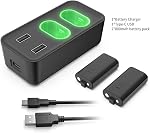 Xbox Series X|S Controller Battery Pack, 2x800mAh USB Rechargeable Controller Battery Charger Station Kit with Led Indicator for Xbox One/S/X/Elite/Series S/X