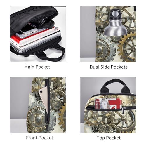 Backpack 14.7 inch Lightweight Large Bookbag Steampunk Mechanical Gears Daypack for Travel Office Work3