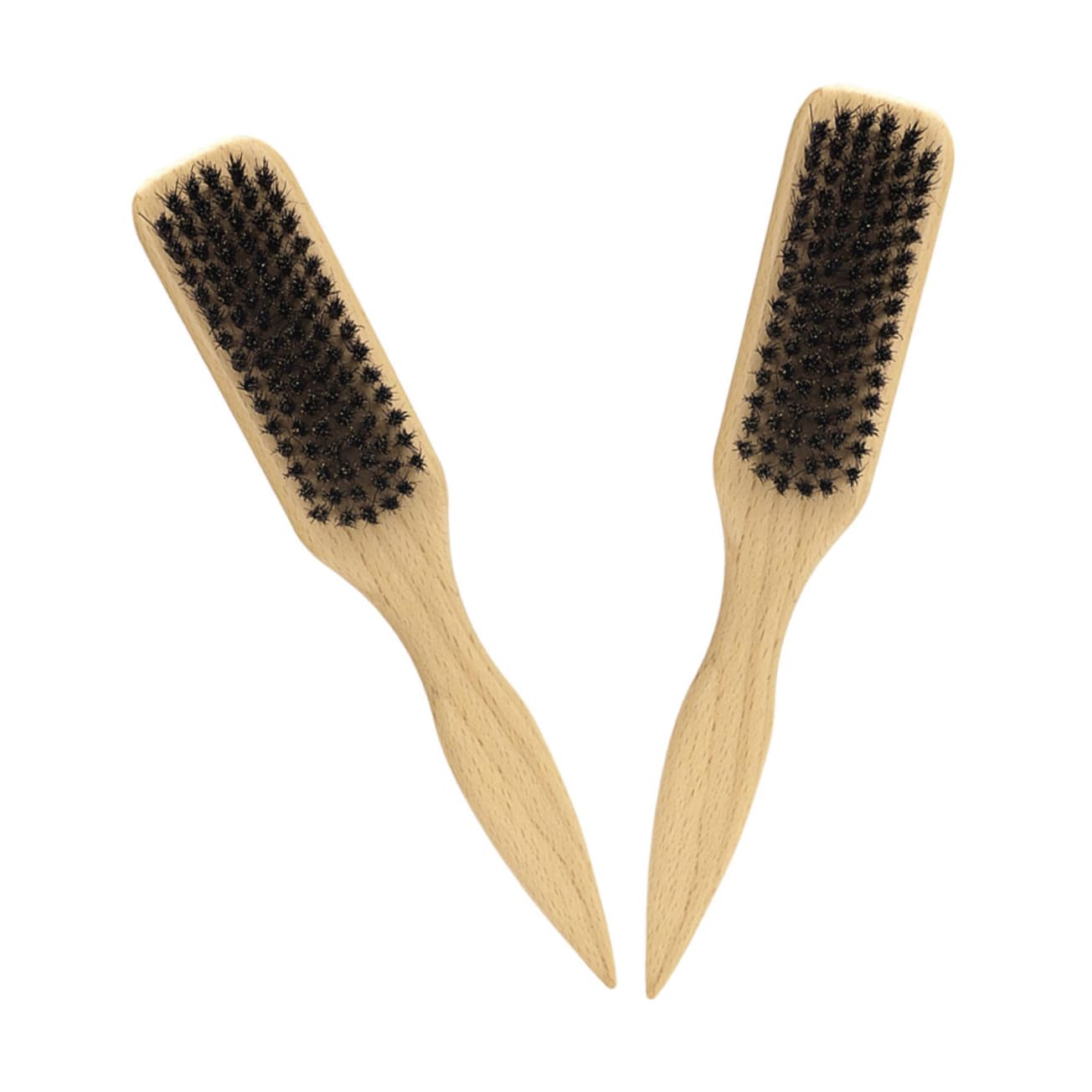 FOMIYES Ergonomic Handle Beard Brush Set 2pcs Boar Bristle for Gentle Facial Hair Grooming