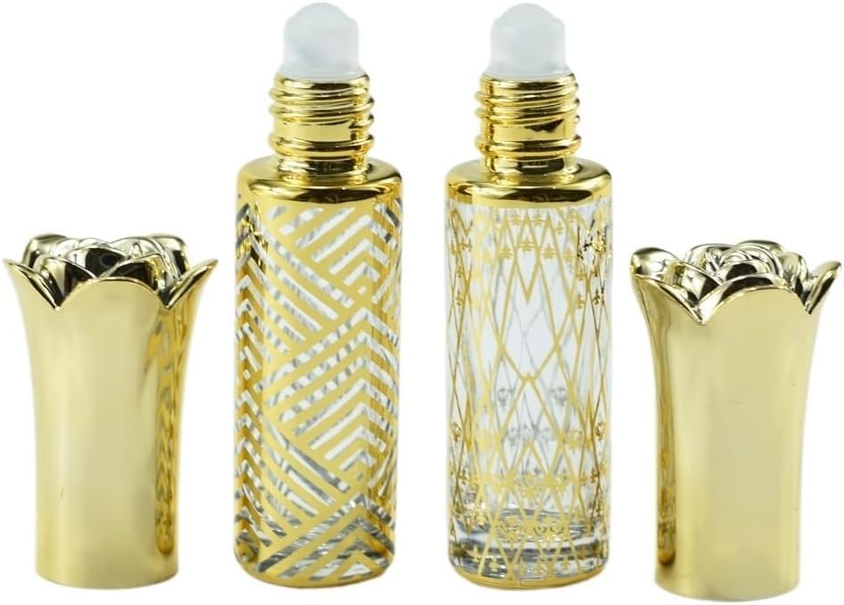 Mini butelki podróżne na perfumy, atomizer do perfum 3 sztuk/zestaw 8ML szklana butelka ze złotą oprawką kulka z kulką pusta butelka przenośna butelka perfum wielokrotnego napełniania