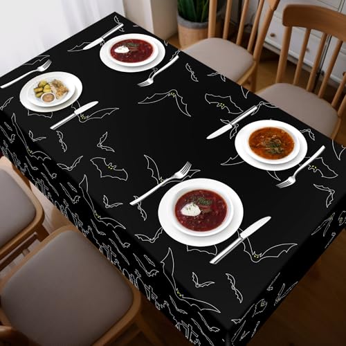 Image of Childom 3 Pack Halloween Tablecloth Rectangle Table,Halloween Decorations | 54 inch x 108 inch Disposable Plastic Tablecloths,Plastic Table Cover for Halloween Party Decorations,Halloween Party Supplies Favors