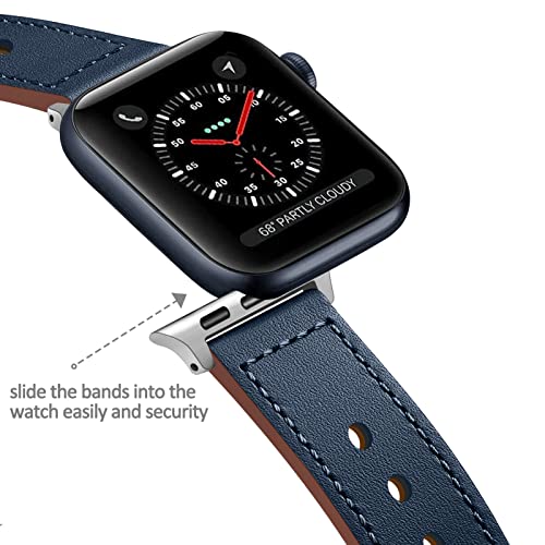 EIHAIHIS Pulseira de Couro Genuíno Compatível com Apple Watch 38mm 40mm 41mm 42mm 44mm 45mm 49mm, Pu