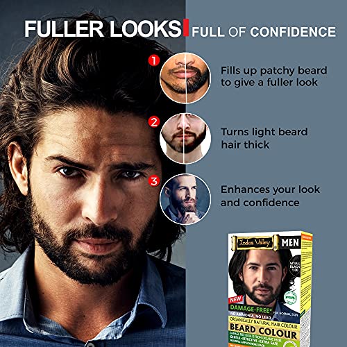 Image of INDUS VALLEY Natural Damage Free Beard Hair Color, Natural Black - 78ml + 8g