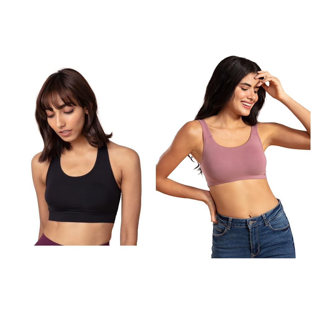 Women Cotton Soft Cup Easy Peasy Slip On Everyday Bra, Wireless, Full Coverage, Support Shaper, Non Padded Sports Bra- Nyb113 (Pack of 2)-image-48