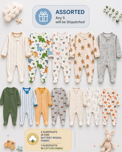 Image of TuddyBuddy 100% Cotton Baby Sleepsuits /Jumpsuits /Footed Rompers