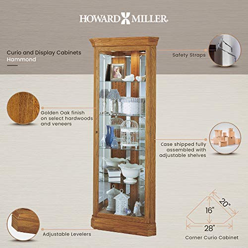 Compact Corner Curio Cabinet - Golden Oak, Vertical Home Decor
