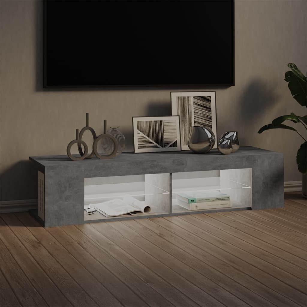 Muebles de Salon TV,Mesa TV Salon,Mueble de TV con Luces LED Gris hormigón 135x39x30 cmAdecuado para salón, Dormitorio
