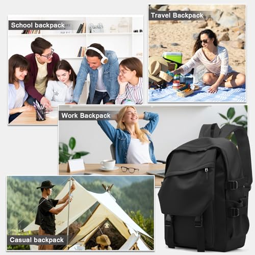 Image of coowoz Casual Daypack Large upgraded version College Laptop Backpack for Men Women Water Resistant Lightweight School Bag Travel Rucksack for Sports High School Middle Bookbag for girls Size L(Black)