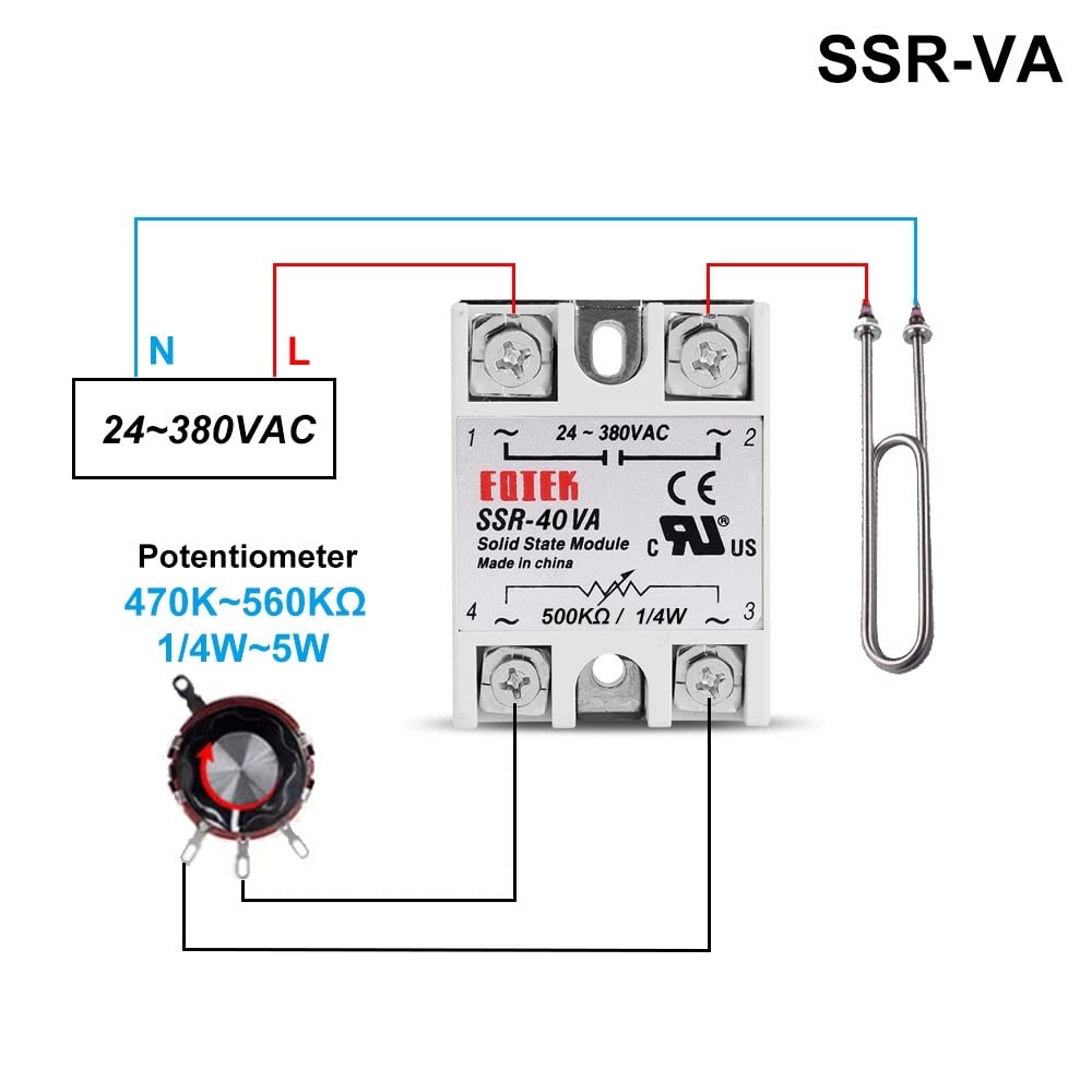 SSR 10VA 25VA 40VA Regolatore di Tensione a relè a Stato Solido Uscita 24-380 V CA con potenziometro 10A 25A 40A (Size : 25VA)
