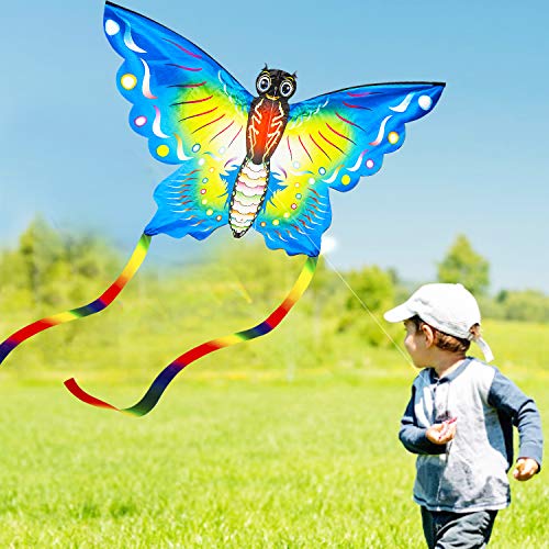 XIN Butterfly Kites for Kids - Huge Beach Kite Easy to Fly with Long Colorful Tail, Includes Kite Line and Bag - Thumbnail 6