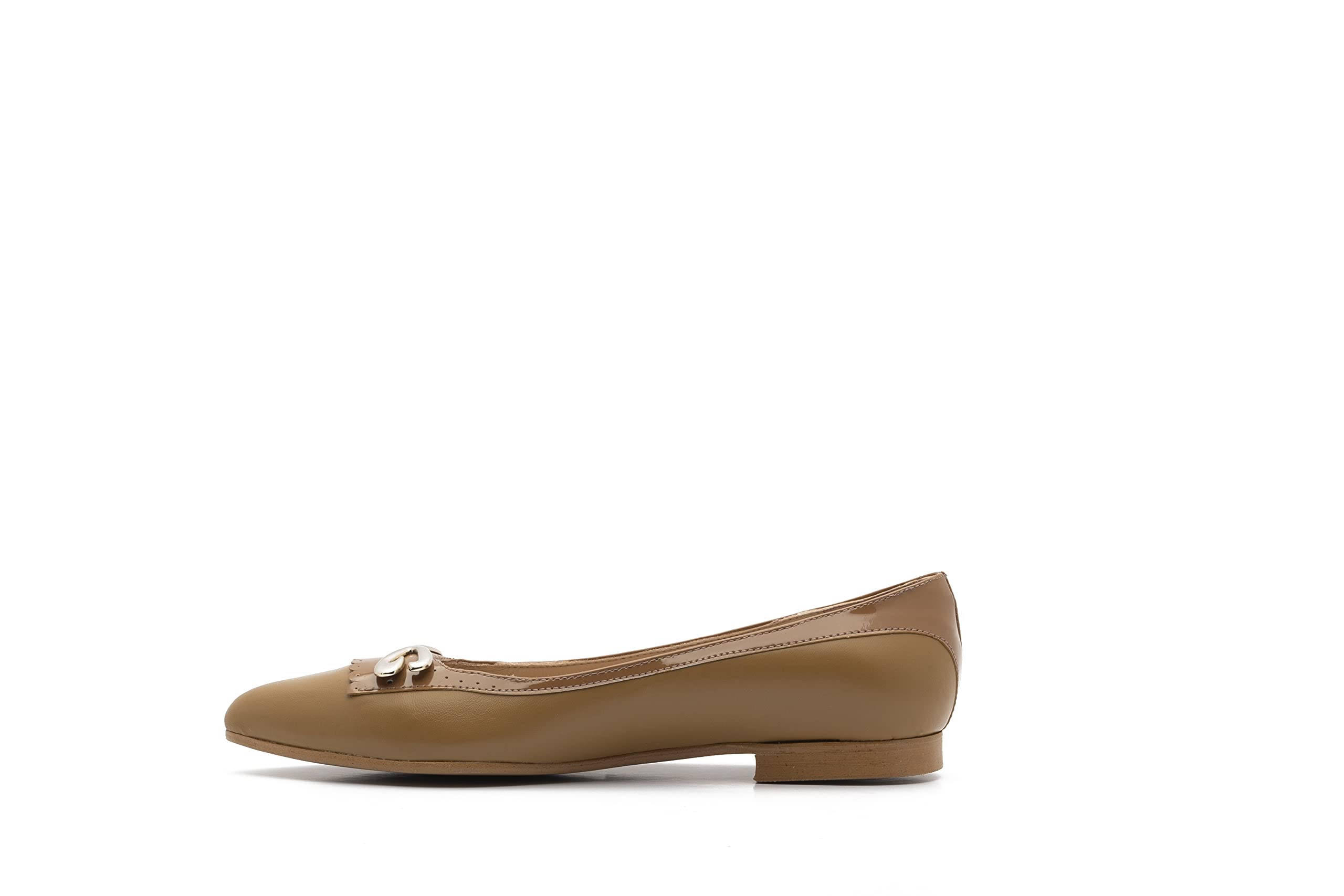 Etta Grove Etta Ballerina Flat - Luxe - Size Inclusive (Women's 7 to 14 Medium) - Comfortable - Full Leather - Signature Hardware, Butterscotch (Nude) Leather, 8