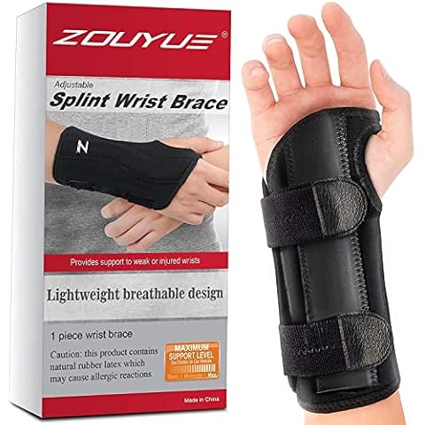 ZOUYUE Wrist Splint Support Brace, Adjustable Breathable Splint Carpal Tunnel with Metal Splints, for Joint Pain Arthritis Carpal Tunnel Pain Tendonitis for Men and Women Black (Small- Right) Cover