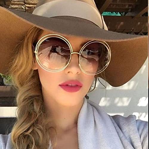 Dollger Metal Double Circle Wire Frame Oversized Round Sunglasses for Women3