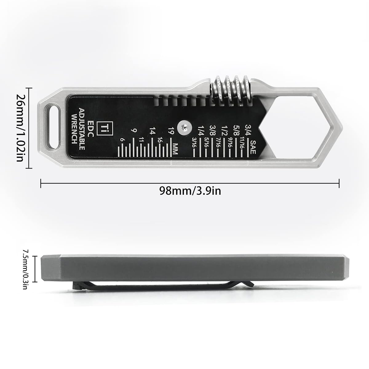 Sarini Clé à molette multifonctionnelle Mini-clé à molette Portable EDC pour l'extérieur La clé hexagonale réglable est Petite et Pratique et C'est Un incontournable pour Les Voyages
