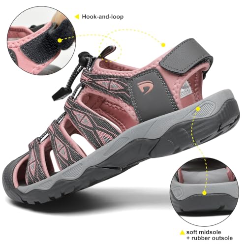 Image of Dannto Women's Sport Hiking Sandals Closed Toe Outdoor Athletic Walking Sandal Lightweight Summer Water Shoes
