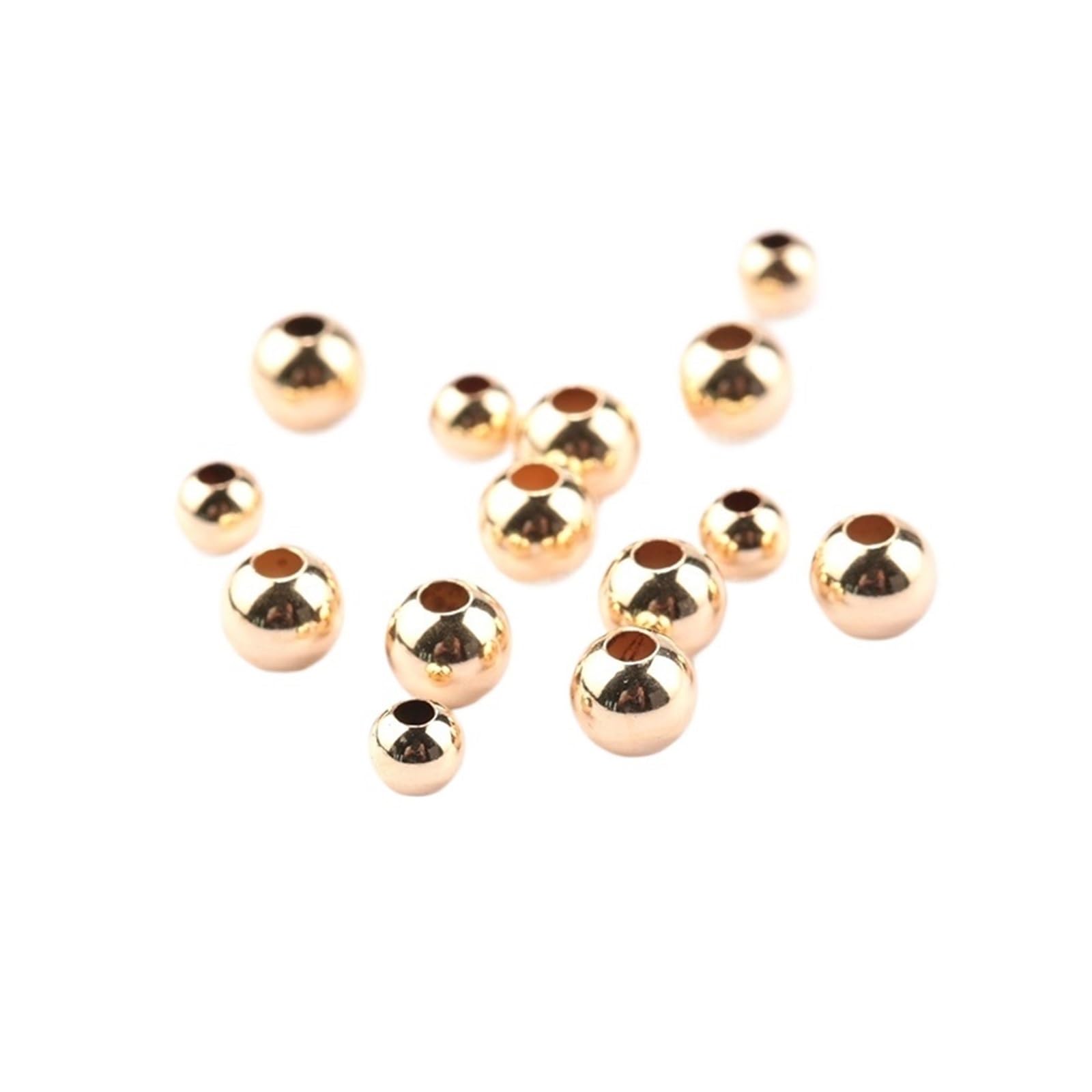 100 sztuk 14K Złote Wypełnione Koraliki Przekładkowe 2mm 3mm 4mm Okrągłe Luźne Koraliki Do Bransoletek Naszyjników DIY Biżuteria Making Akcesoria Hurtownie