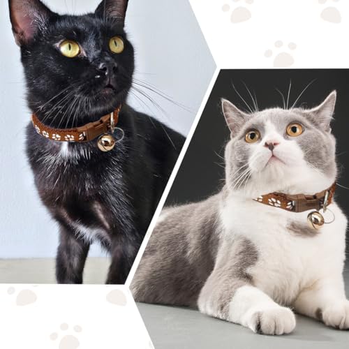 COYUN Welpenhalsbänder mit Leine Set, Hundehalsband und Leine Verstellbares Hundehalsband Weich Nylon Haustier Halsband für Welpen Kleine Mittlere Hunde(Braun)