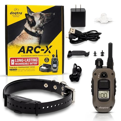 Dogtra ARC-X Collier électrique pour dressage de chien – Portée de 1,9 km – Pour chiens de 6,8 kg et plus, design fin, étanche IPX9K, 100 niveaux de...