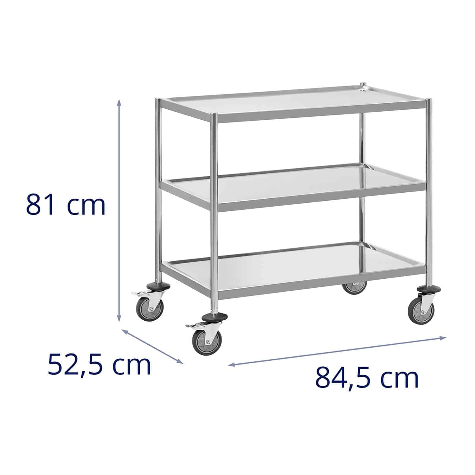 Royal Catering RC_SSTWH_01 - Carrello da portata in acciaio inox, 3 bordi, fino a 60 kg, in acciaio inox
