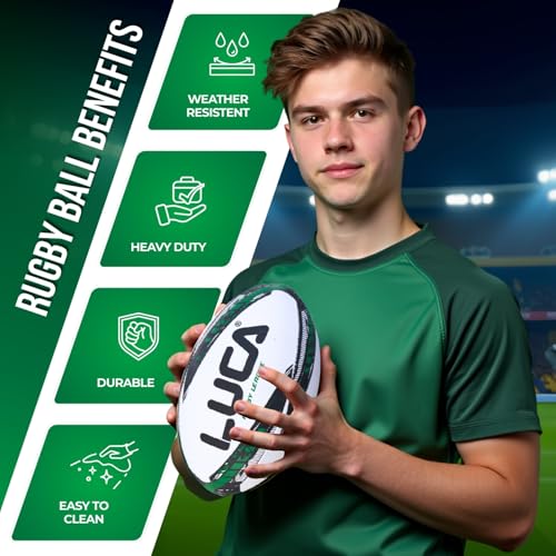 Image of LUCA Rugby Ball Sizes 3, 4 & 5 Hand Stitched Super Grip 3-Ply Construction