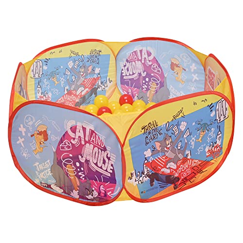 Zippy Toys Piscina de Bolinha Com Cesta de Basquete Tom e Jerry, Fácil de Montar, Multicor, Leve Par