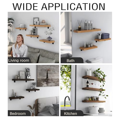 Votzaaq Shelf Brackets 6 Inch, 6 Pcs Floating Shelf Bracket Industrial Wall Mounted, Black Coated Metal L Brackets For Shelves With 3Mm Thick For Kitchen thumb #8