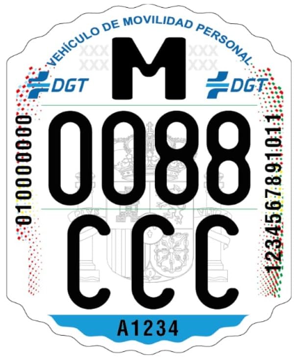 Matrícula oficial adhesiva para patinete eléctrico VMP de Genérico.