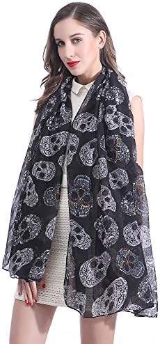 Lina & Lily Candy Skull Print Women's Large Scarf