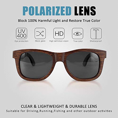 Polarized Wood Sunglasses for Men Women - Bamboo Wood Sunglasses with Case4