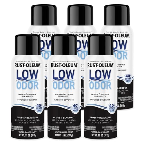 Image of Rust-Oleum Low Odor Premium Spray Paint, 11 oz, Gloss Blackout, 6 Pack