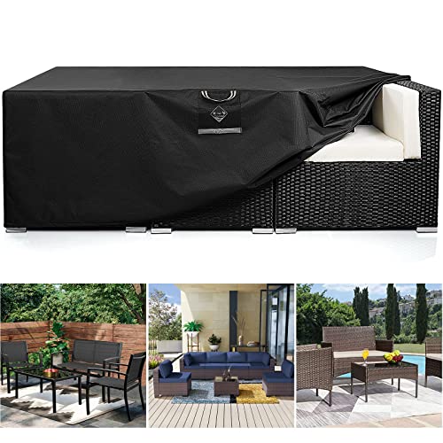 Paswith Outdoor Patio Furniture Covers Waterproof 600D Strong Tear Resistant Outdoor Table Covers, Patio Furniture Covers Windproof Uv & Fade Resistant For Outdoor Furniture(138" L×103" W×32" H) #TOP14