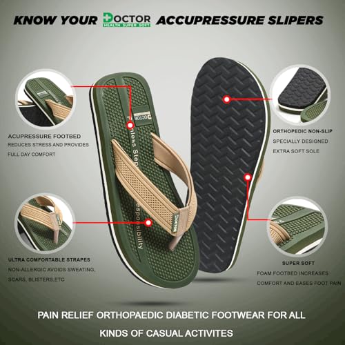 Image of DOCTOR HEALTH SUPER SOFT Men's Acupressure Slippers | Flip-Flops | Men's & Boy's Slippers | Comfortable & Lightweight | Soft Foot Massager | All Day Wear Acupressure Slipper
