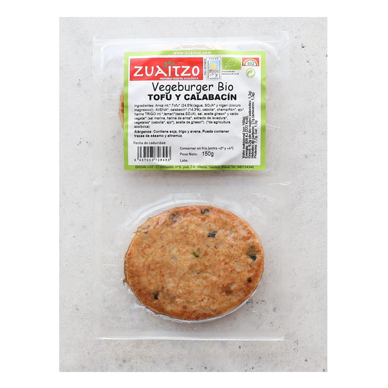Hamburguesa vegetal de tofu y calabacín Zuaitzo 2x75g | ecológico