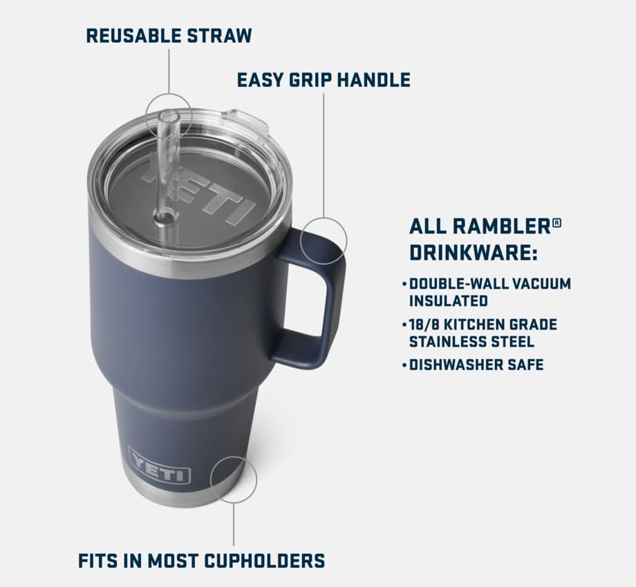 YETI Rambler Straw Mug, Stainless Steel Vacuum Insulated Mug with Stronghold Lid, Beekeeper, 35 oz (1 l), 1000 ml - Image 4
