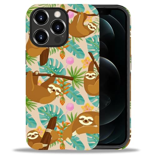 yicomon Compatible with iPhone 12/12 Pro Case, Jungle Sloth Pattern Print Matte Phone Case Durable Fashion Funny Liquid Silicone Case Soft Anti-Scratch Shockproof Protective Cover