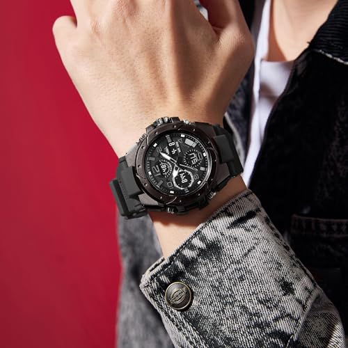 Image of V2A Styrke 5110 Analog Digital Watch for Men | Hybrid Multi Display Dial | Alarm Stopwatch Day Date 12 /24 Hr | TPU Strap | 30M Water Resistant