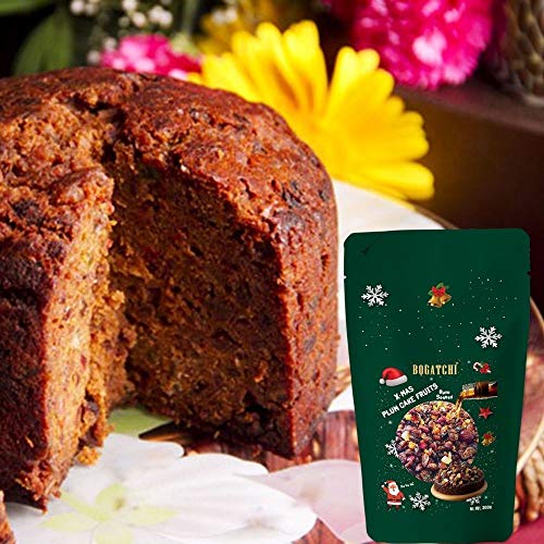 Image of BOGATCHI Plum Cake Mix - Pre-Soaked Dry Fruits Raisins, Cashews, Dates, Dry Ginger, Orange Peel, Tutty Fruity, Cherry , 300g