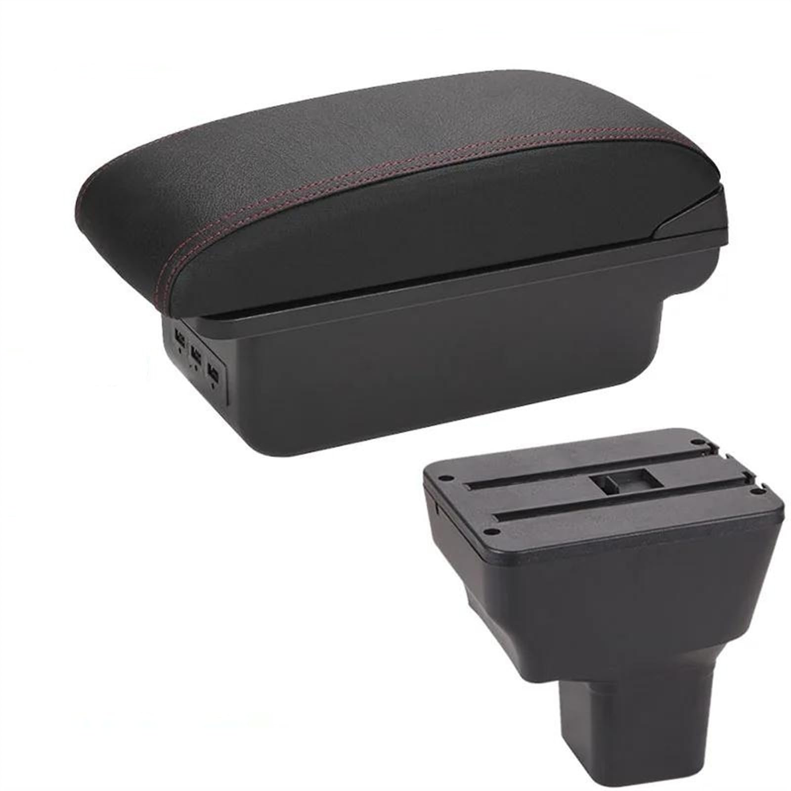 NMJLQW Storage Rack Center Console Armrest Storage Box Car Interior Parts Modification Accessories For Kicks 2016-2021(B1 Black red 3USB)