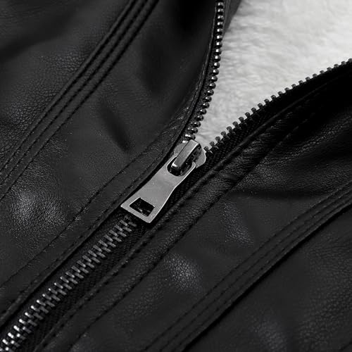 LJYH Boy's Collar Faux Motorcycle Leather Jacket Kids Biker Coats4