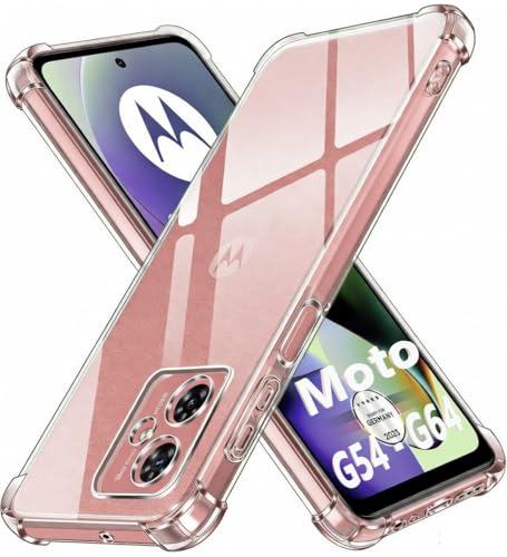 Image of Lustree Motorola G54 / G64 Back Cover Transparent Case | Clear TPU Shockproof Case with Four Corner Protection & Raised Camera Guard | Slim Protective Cover for Moto G54 / G64