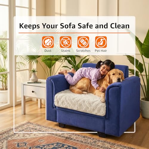 Image of Amazon Basics - Rabbit Fur Make Your Own Sofa Cover |70cm x 70cm| Microfiber Sofa Slipcover | 350 GSM (Beige, 1 Seater)