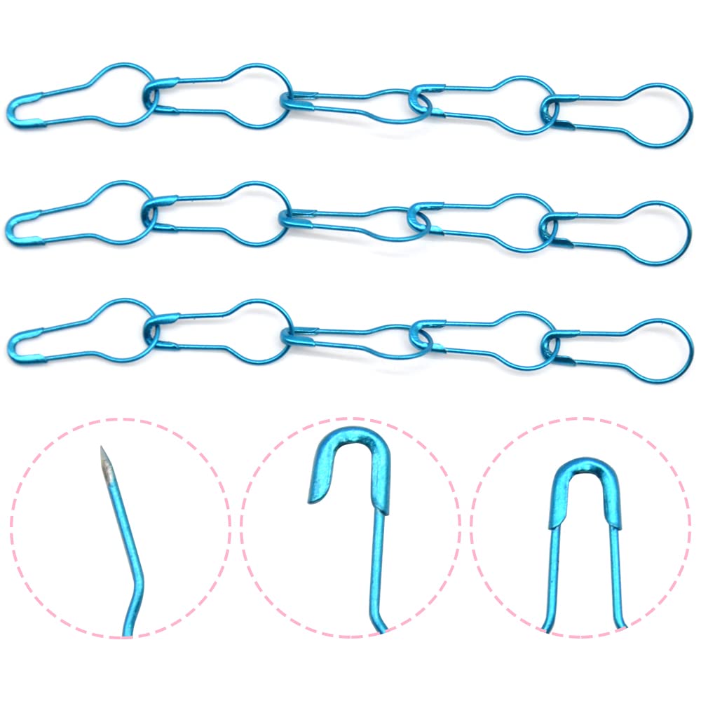 Hocansen 1000 Pcs Safety Pins 22mm Bulb Pin Metal Knitting Pins Calabash Crochet Stitch Markers Gourd Sewing Pin for Crocheting Clothing Tag DIY Craft ProjectSky Blue/BZ-HL - Image 3