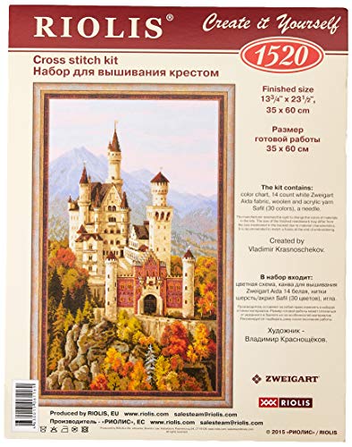 Image of RIOLIS Neuschwanstein Castle Counted Cross Stitch Kit, White