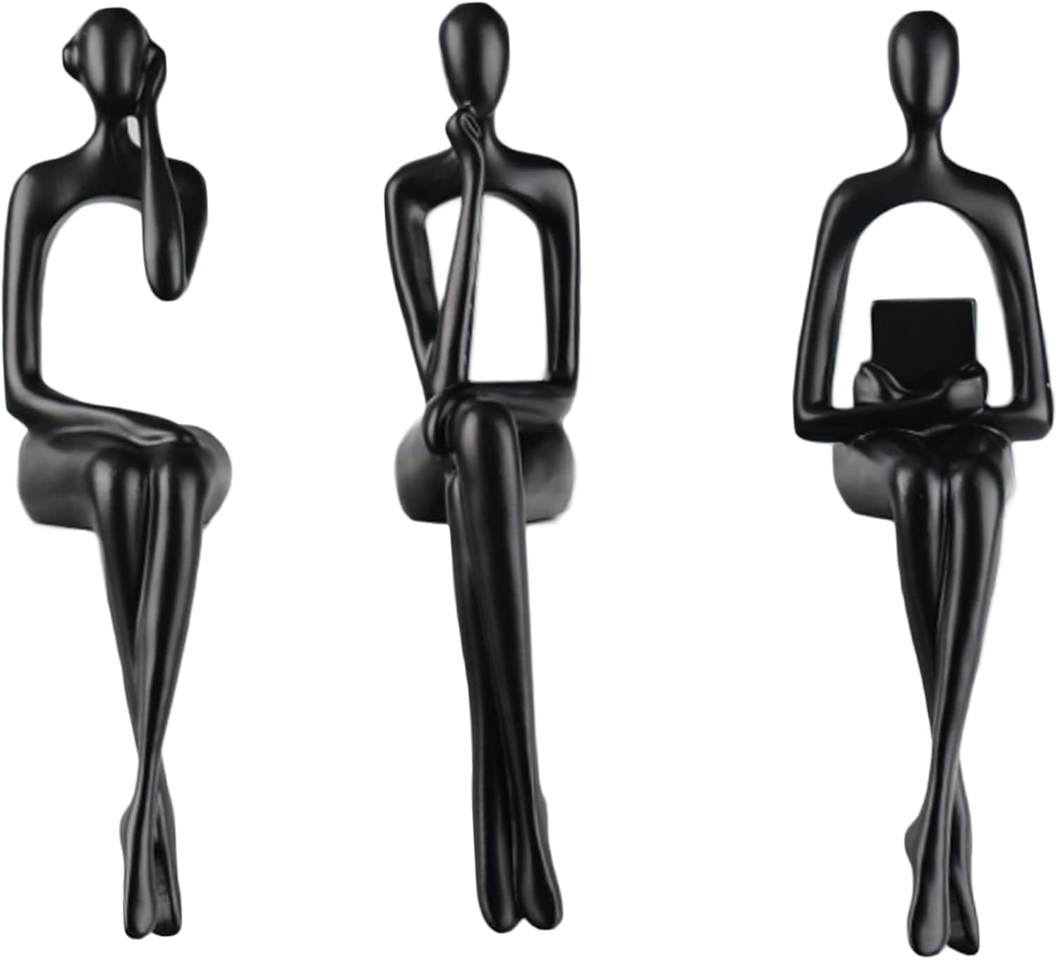 SHENGTIAN Resin Thinker Style Black Decor Sitting Thinker Statue